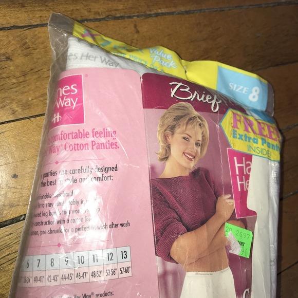 Hanes 7 pair of Hanes Women's Tagless Brief Size 8 Sealed White 1996 - Picture 5 of 6